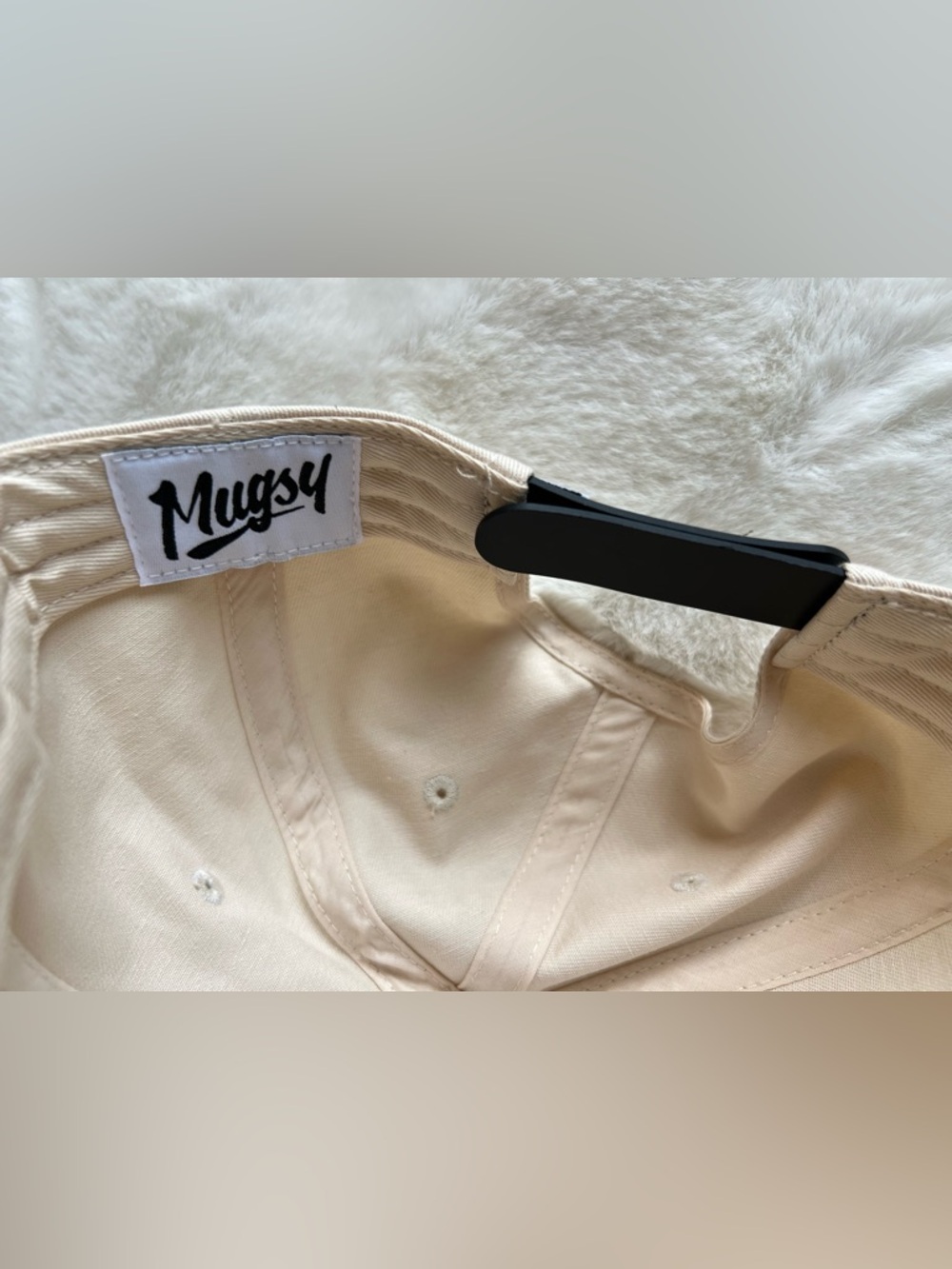 Mugsy Snapback Hat Cream Black Baseball Cap Embroidered “M” Adjustable - Picture 4 of 5